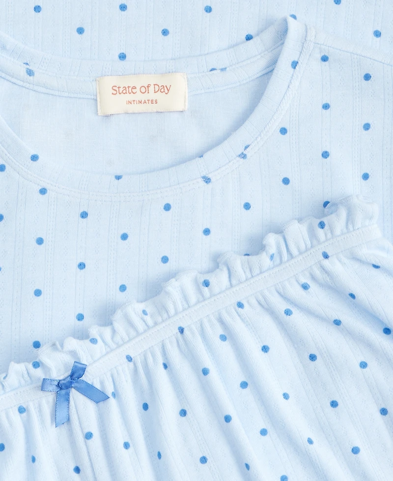 State of Day Women's Pointelle Top & Bloomer Shorts Pajamas, 2-Piece Set, Macy's Exclusive