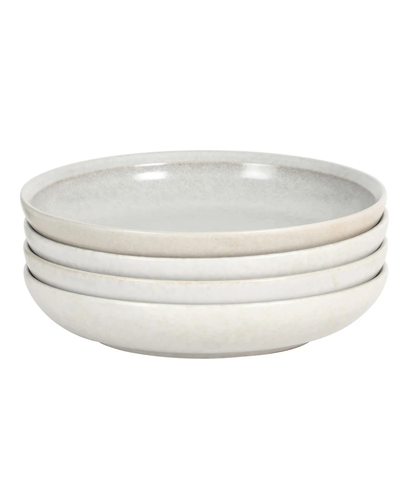 Gibson Home Beckett 4-Piece Ash White Dinner Bowl Set – Reactive Glaze Stoneware – Shallow Pasta Bowls