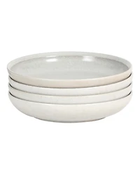 Gibson Home Beckett 4-Piece Ash White Dinner Bowl Set – Reactive Glaze Stoneware – Shallow Pasta Bowls