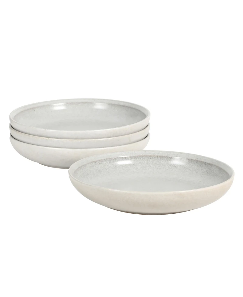 Gibson Home Beckett 4-Piece Ash White Dinner Bowl Set – Reactive Glaze Stoneware – Shallow Pasta Bowls