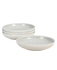 Gibson Home Beckett 4-Piece Ash White Dinner Bowl Set – Reactive Glaze Stoneware – Shallow Pasta Bowls