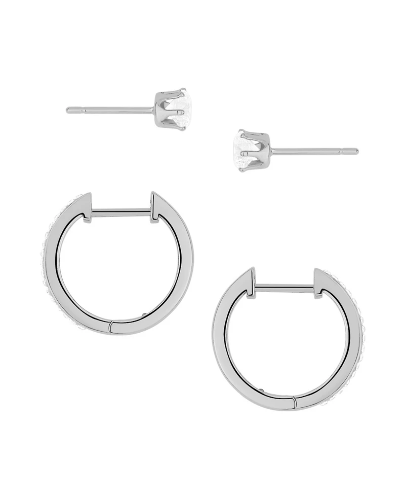 And Now This Crystal Stud and Hoop Earrings Set