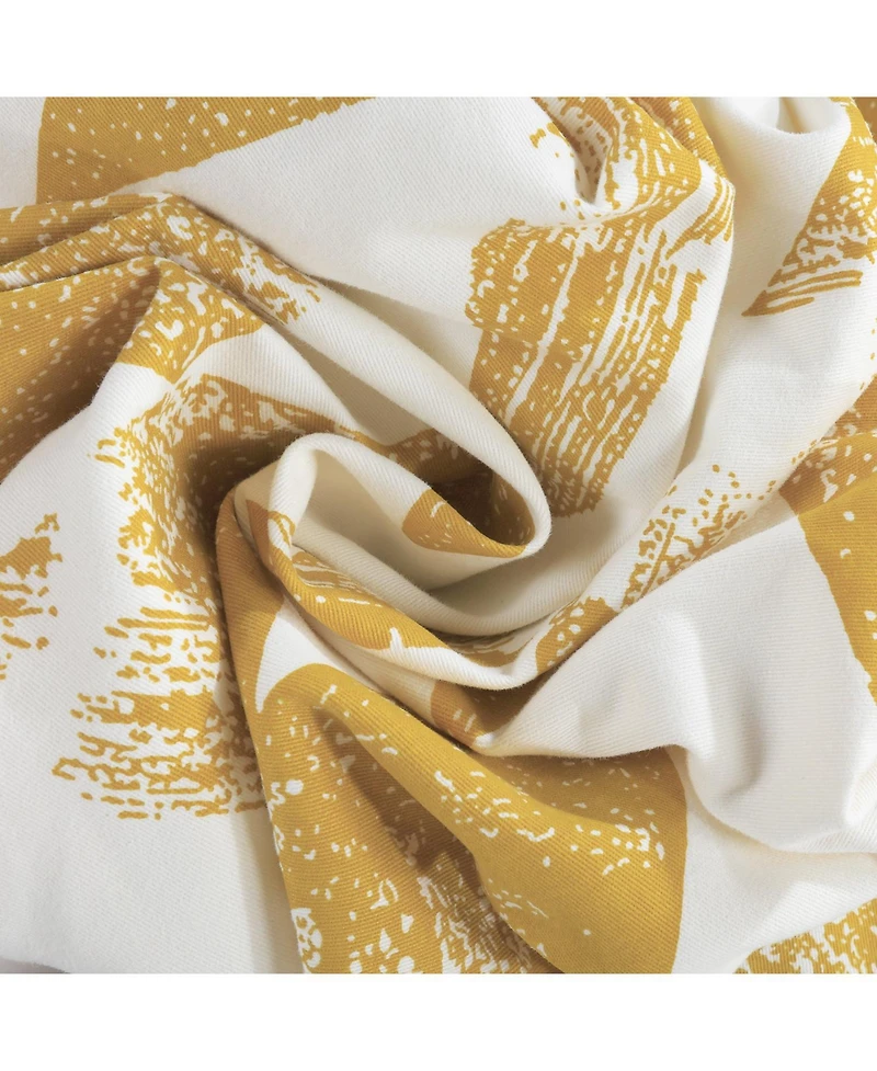 Half Price Drapes Triad Gold Geometric Printed Cotton Room Darkening Curtain