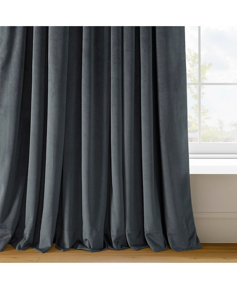 Half Price Drapes Distance Blue Grey Signature Velvet Blackout Curtain
