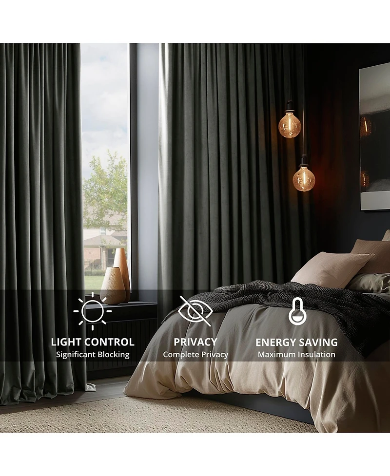 Half Price Drapes Silver Grey Signature Velvet Blackout Curtain