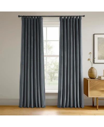 Half Price Drapes Distance Blue Grey Signature Velvet Blackout Curtain
