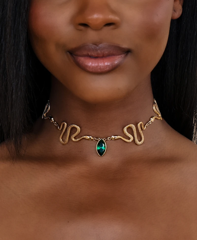 Ettika Gold Plated Serpentina Choker Necklaces