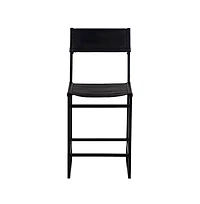Remy Full-Grain Leather Bar Stool, Black