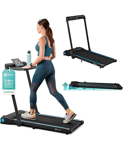 Lifepro Compact Walking Pad Treadmill with Desk, Incline & Bluetooth – 3-in-1 Under Desk Treadmill for Walking, Jogging & Running at Home/Offic