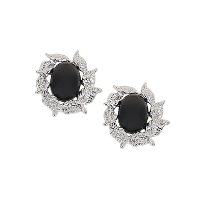 Women's The Victorian-Foliage Stud Earrings - Metallic Silver