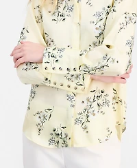 Anne Klein Women's Floral-Printed Button-Front Blouse