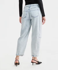 Bar Iii Women's Acid-Wash Barrel Jeans, Macy's Exclusive