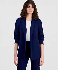 Anne Klein Petite V-Neck Notch Collar Open-Front Jacket