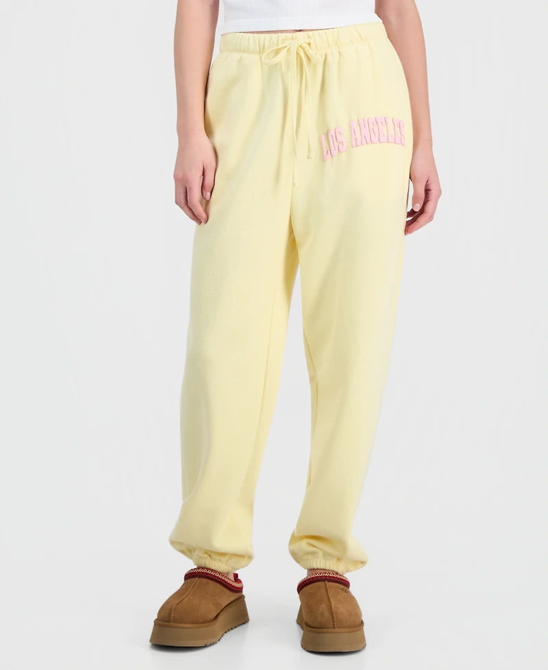 Self Esteem Juniors' Los Angeles Puff-Print Jogger Pants