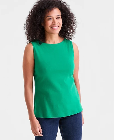 Style & Co Women's Cotton Boat-Neck Sleeveless Top, Created for Macy's