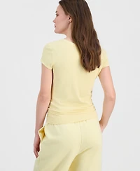 Self Esteem Juniors' Side-Ruched Ribbed-Knit T-Shirt