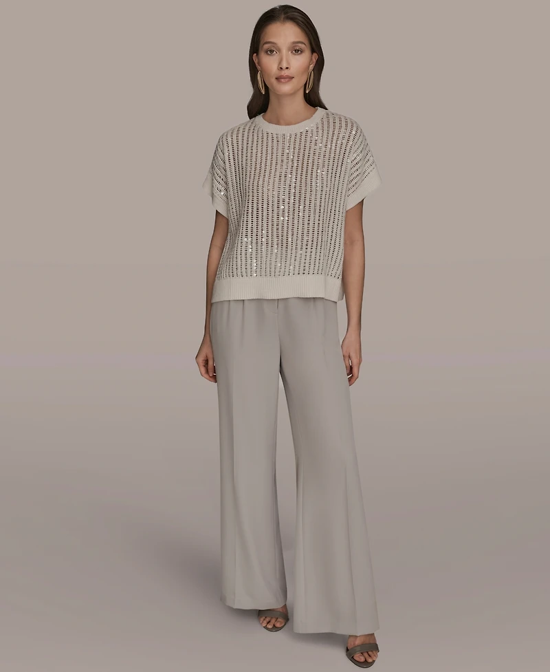 Donna Karan New York Women's Short-Sleeve Crewneck Sweater