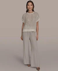 Donna Karan New York Women's Short-Sleeve Crewneck Sweater