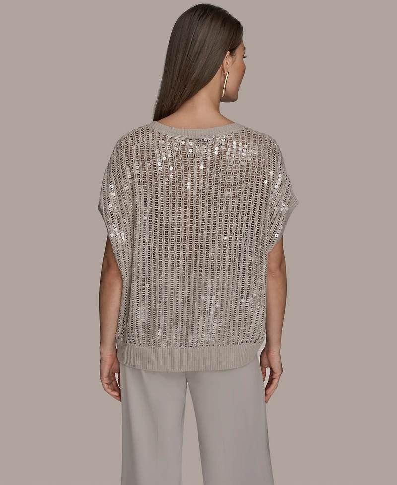 Donna Karan New York Women's Short-Sleeve Crewneck Sweater