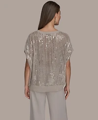 Donna Karan New York Women's Short-Sleeve Crewneck Sweater