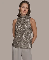 Donna Karan New York Women's Sequined Cowl Neck Top