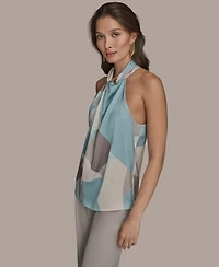 Donna Karan New York Women's Printed Twist Halter Neck Top
