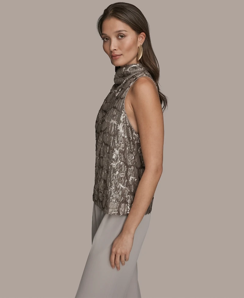 Donna Karan New York Women's Sequined Cowl Neck Top