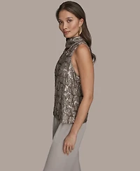 Donna Karan New York Women's Sequined Cowl Neck Top