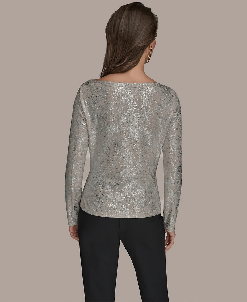 Donna Karan New York Women's Long-Sleeve Foil Top