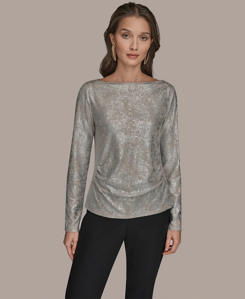 Donna Karan New York Women's Long-Sleeve Foil Top