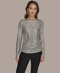 Donna Karan New York Women's Long-Sleeve Foil Top