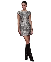 Avec Les Filles Women's Cap-Sleeve Mini Dress