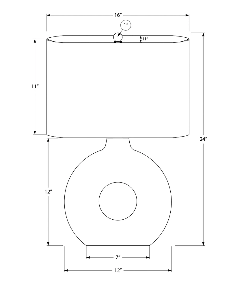 Monarch Specialties Lighting 24" Ceramic Table Lamp