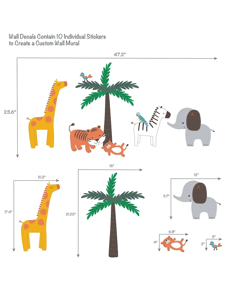 Bedtime Originals Lollipop Jungle Colorful Safari Themed Wall Decals/Stickers