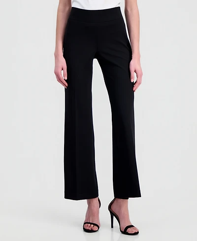 Anne Klein Women's Stretch Crepe High-Rise Wide-Leg Pull On Pants