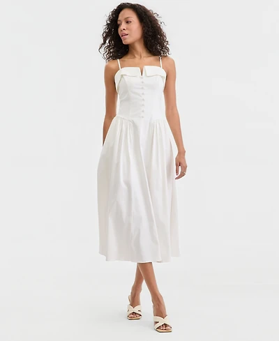 Alex & Sophia Juniors' Folded Square-Neck Sleeveless Midi Dress