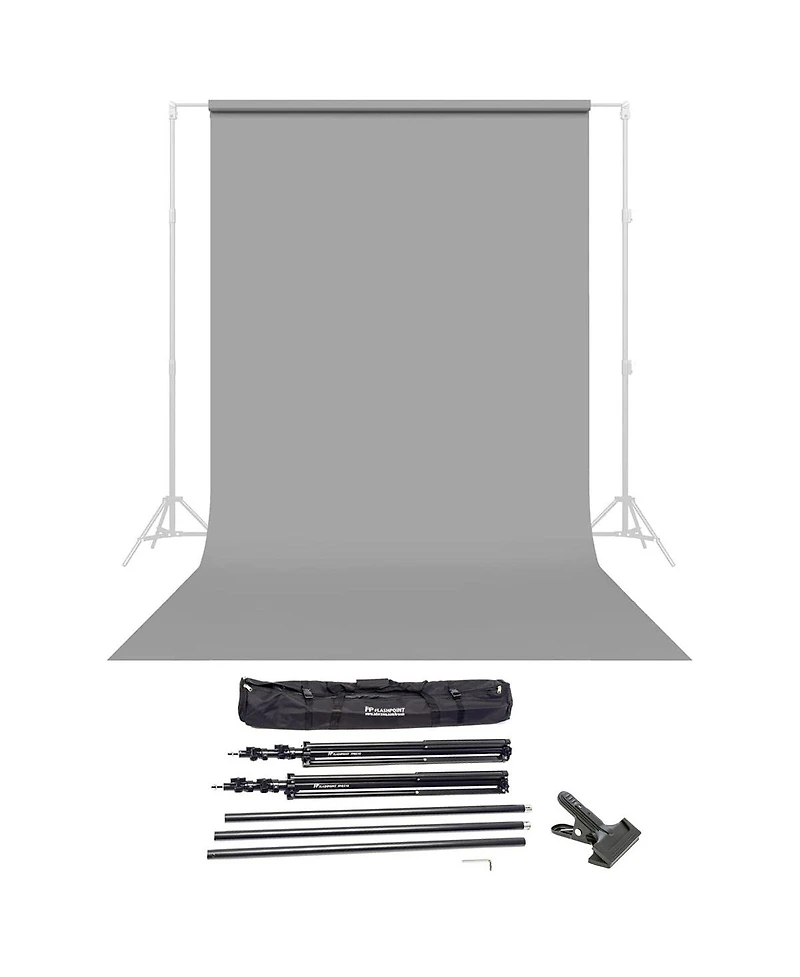 Savage Widetone Seamless Background Paper, 86" wide x 36' Stone Gray #9 - Bundle With Flashpoint 10' Background Support System Air Cushioned,