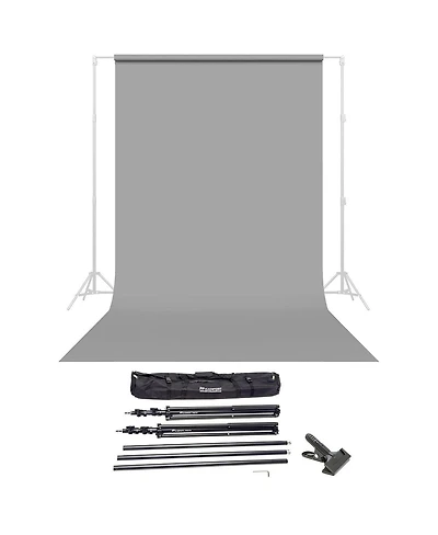 Savage Widetone Seamless Background Paper, 86" wide x 36' Stone Gray #9 - Bundle With Flashpoint 10' Background Support System Air Cushioned,