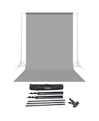 Savage Widetone Seamless Background Paper, 86" wide x 36' Stone Gray #9 - Bundle With Flashpoint 10' Background Support System Air Cushioned,
