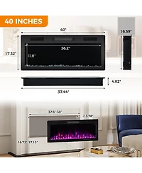 Sugift-Electric Fireplace 40 Inches Recessed and Wall Mounted for 2' x 6' Stud