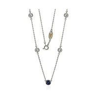 Suzy Levian Sterling Silver Sapphire & Created White Sapphire 5 Stone Station Necklace