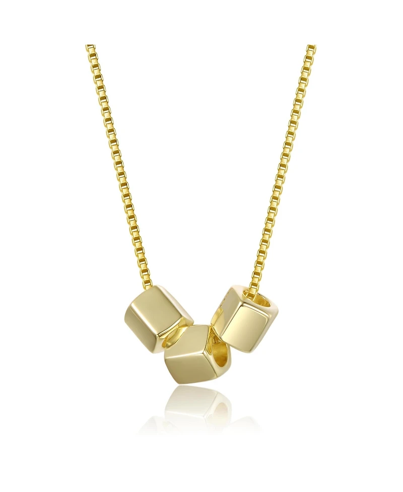 Rachel Glauber 14K Gold Plated with Cube Shaped Beaded Necklace