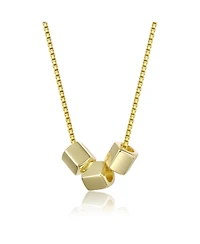Rachel Glauber 14K Gold Plated with Cube Shaped Beaded Necklace