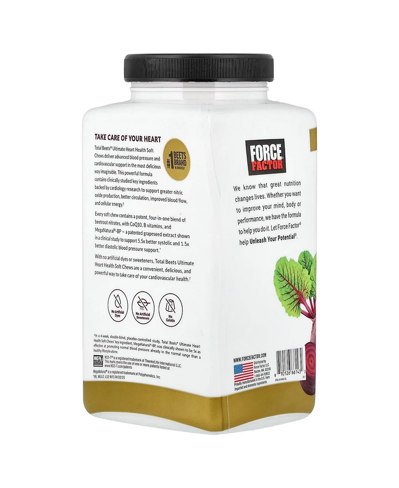 Force Factor Total Beets With CoQ10 Ultimate Heart Health Pomegranate Berry
