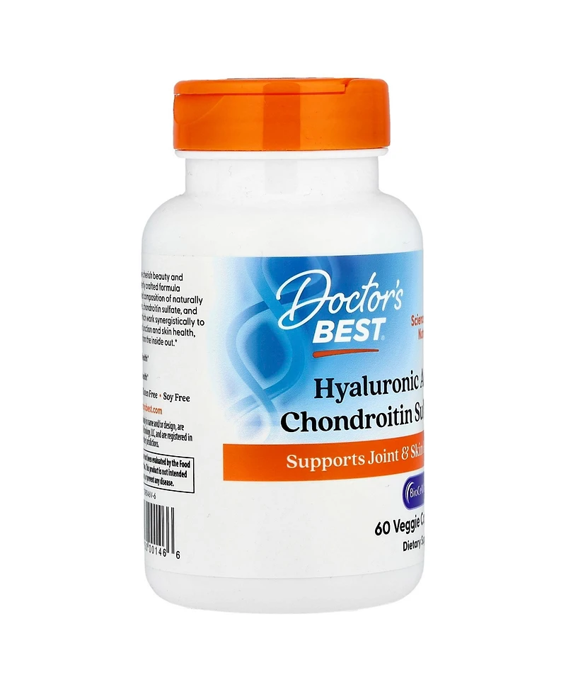 Doctor's Best Hyaluronic Acid + Chondroitin Sulfate with BioCell Collagen - 60 Veggie Caps