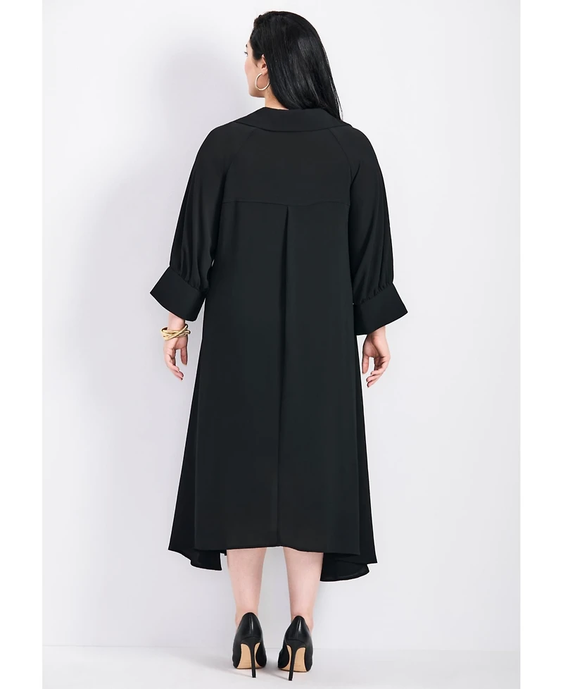 Avenue Women's Plus Parker Hanky Hem Collared Dress