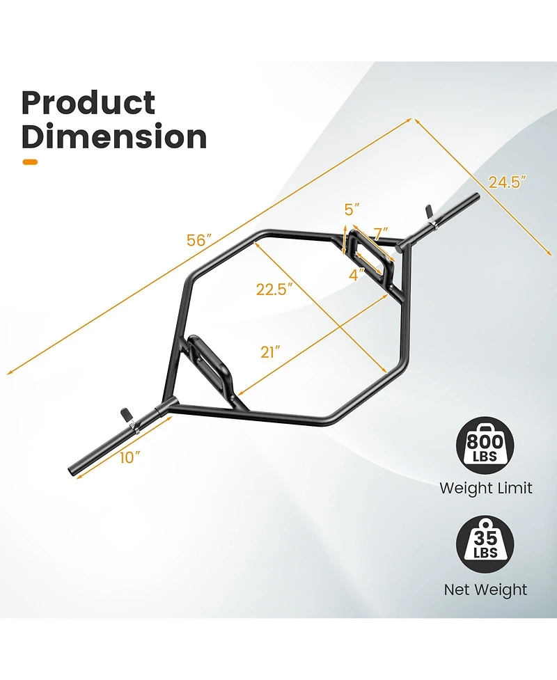 Skonyon Olympic Hex Trap Bar with 2 Spring Collars and Foldable Handle