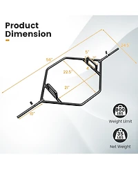 Skonyon Olympic Hex Trap Bar with 2 Spring Collars and Foldable Handle