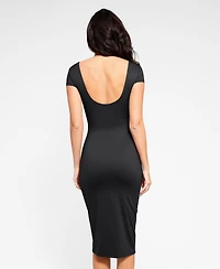 Popilush Women's Shapewear Short Sleeve Low-Back Bodycon Midi Dress