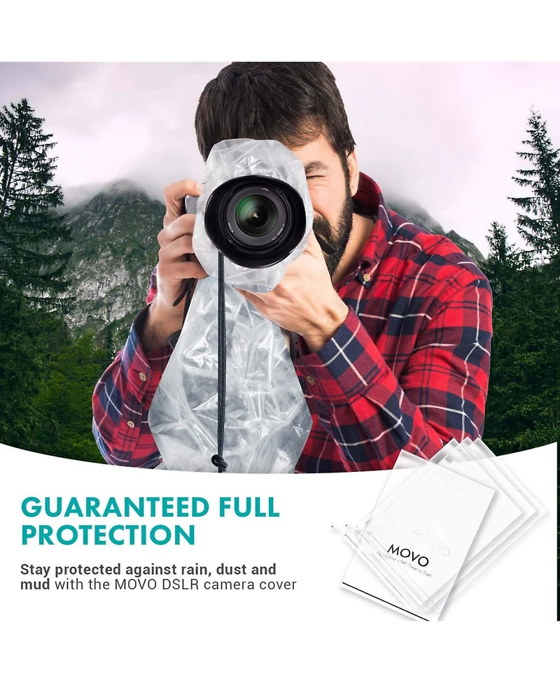 Movo (5 Pack) RC1 Clear Rain Cover for Dslr Camera & Lens up to 18 Long